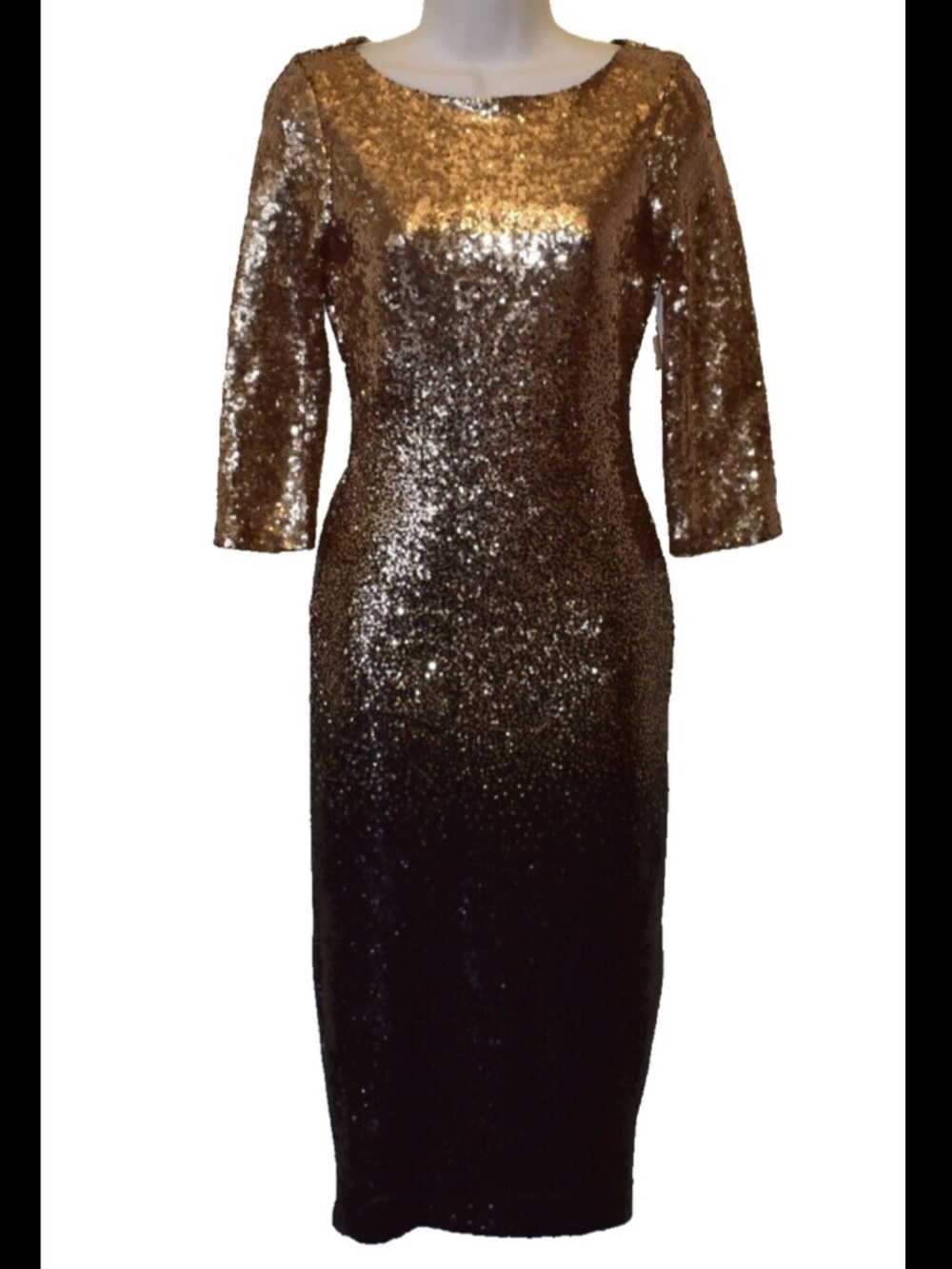 Sequin Ombre Maxi Dress in Gold and Black size 12 NWT